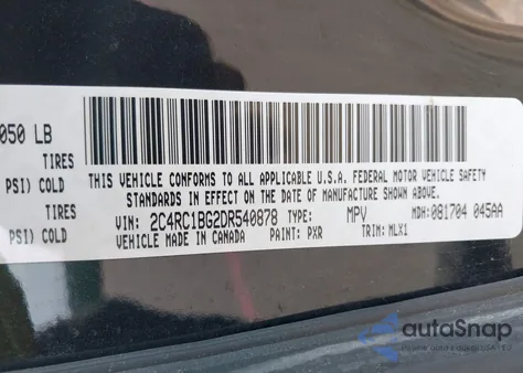 2013 Chrysler Town & Country Touring из США, поврежденный, VIN 2C4RC1BG2DR540878